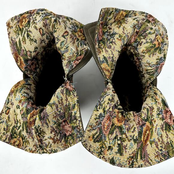 Qupid Convertible Tapestry Ankle Boots Women SZ 7 Block Heel Tapestry Boho Chic - Picture 11 of 13